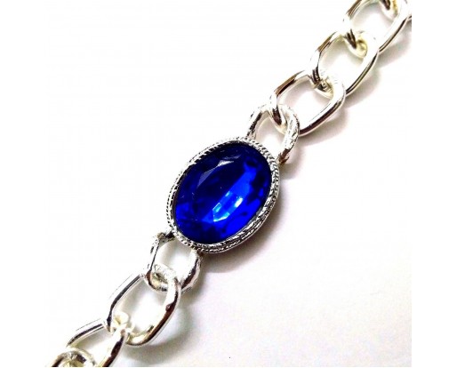 Blue Rhinestone Classy Bracelet Wristlet Wristband Charms Band - Men Women Unisex